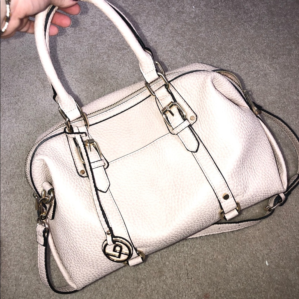 Used LP Blue faux leather baby pink purse